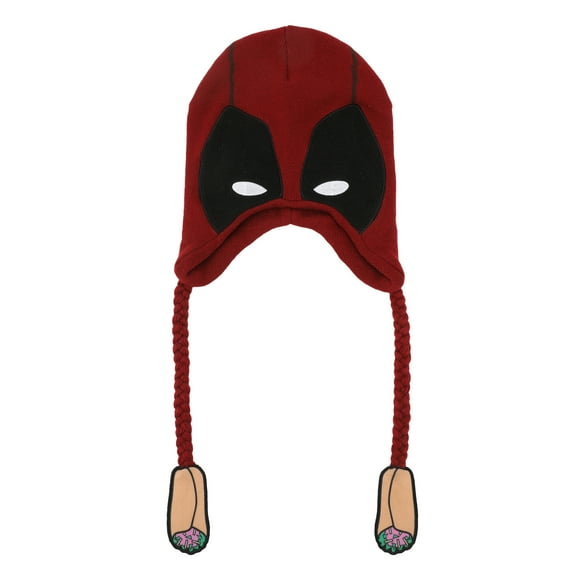 Marvel Deadpool Big Face Beanie Toque Winter Hat with Tassels