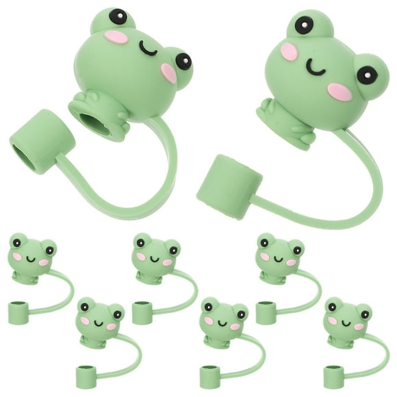 8Pcs Cartoon Straw Covers Silicone Straw Sleeves Silicone Straw End Plugs Adorable Straw Dust Covers