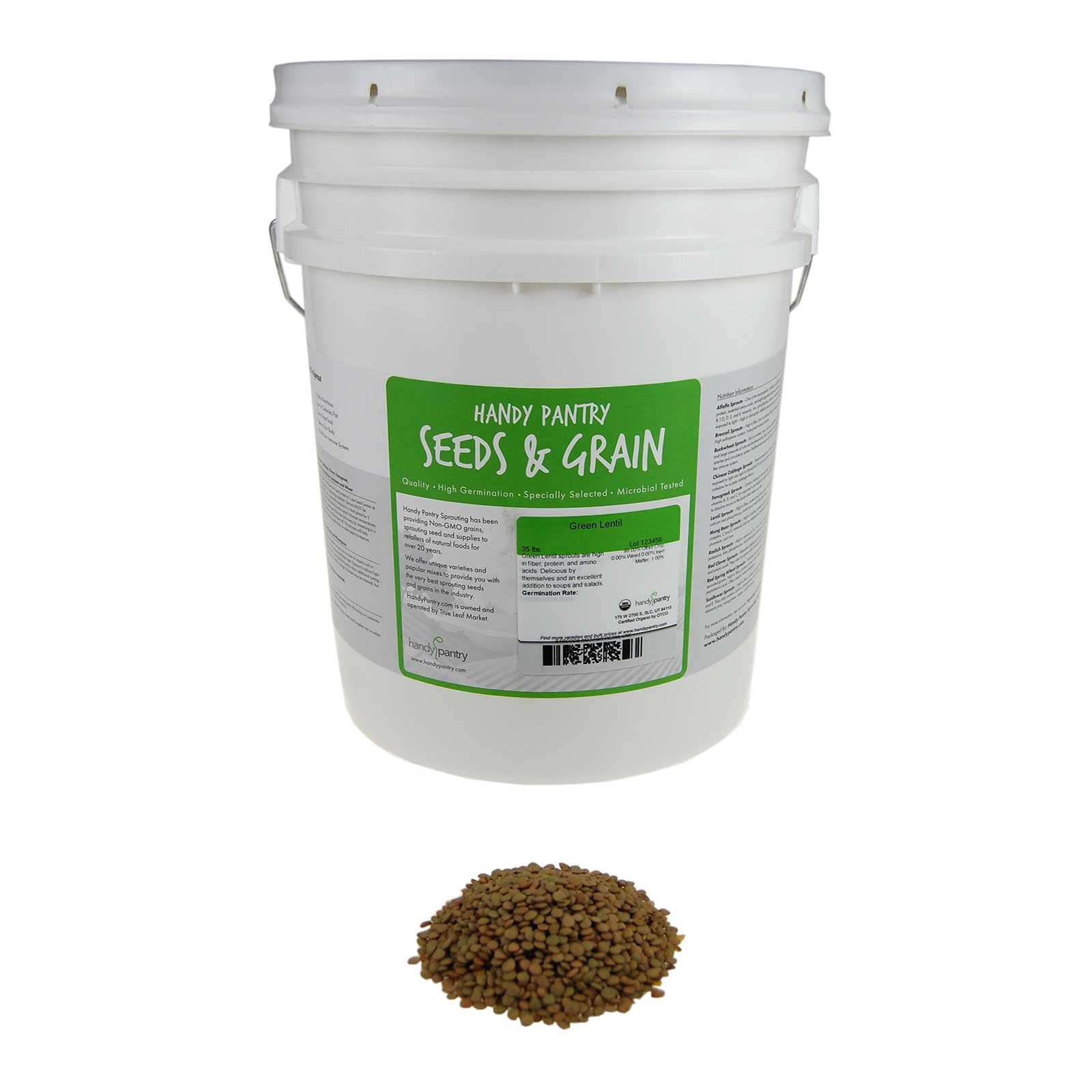 Organic Dried Green Lentil Sprouting Seed 35 Lb Dry Lentils for