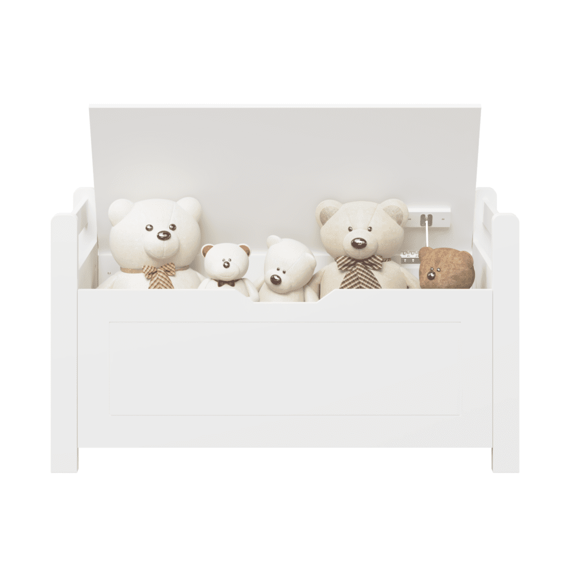 Kids Large Toy Chest for Girls Boys, 2 In 1 Wooden Toy Storage Truck Bench with Flip-Top Lid, 2 Safety Hinges, Toddler Big Toy Box for Playroom & Bedroom, White