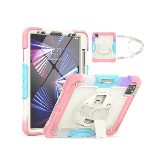 Case for iPad Pro 11 inch 2022 2021 2020 2018 iPad Air 5 Air 4 10.9 2022 2020 Protective Cover with Screen Protector Pencil Holder with Hand Strap