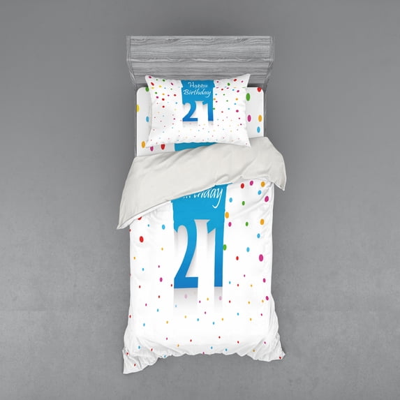 Ambesonne Colorful Bedding Set 3 Pcs, Party Birthday Words, Twin, Multicolor