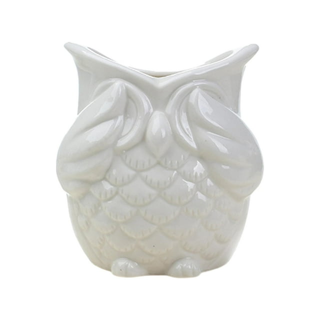 Maceta para plantas de interior, forma de búho, lindo estilo japonés, contenedor para decoración de interiores, oficina, hogar, balcón , Sin mirada