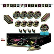 Glow Neon Party Jumbo Deluxe Birthday Supplies Super Bundle Pack for 16 Guests (Plus Party Planning Checklist by Mikes Super Store)