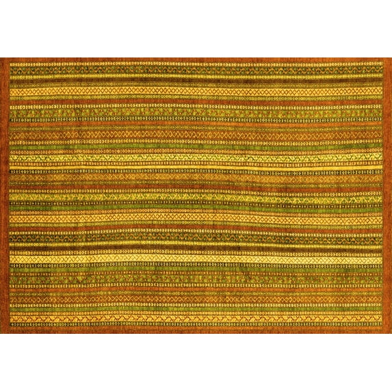 Ahgly Company Machine Washable Indoor Rectangle Abstract Yellow Modern Area Rugs, 7' x 10'