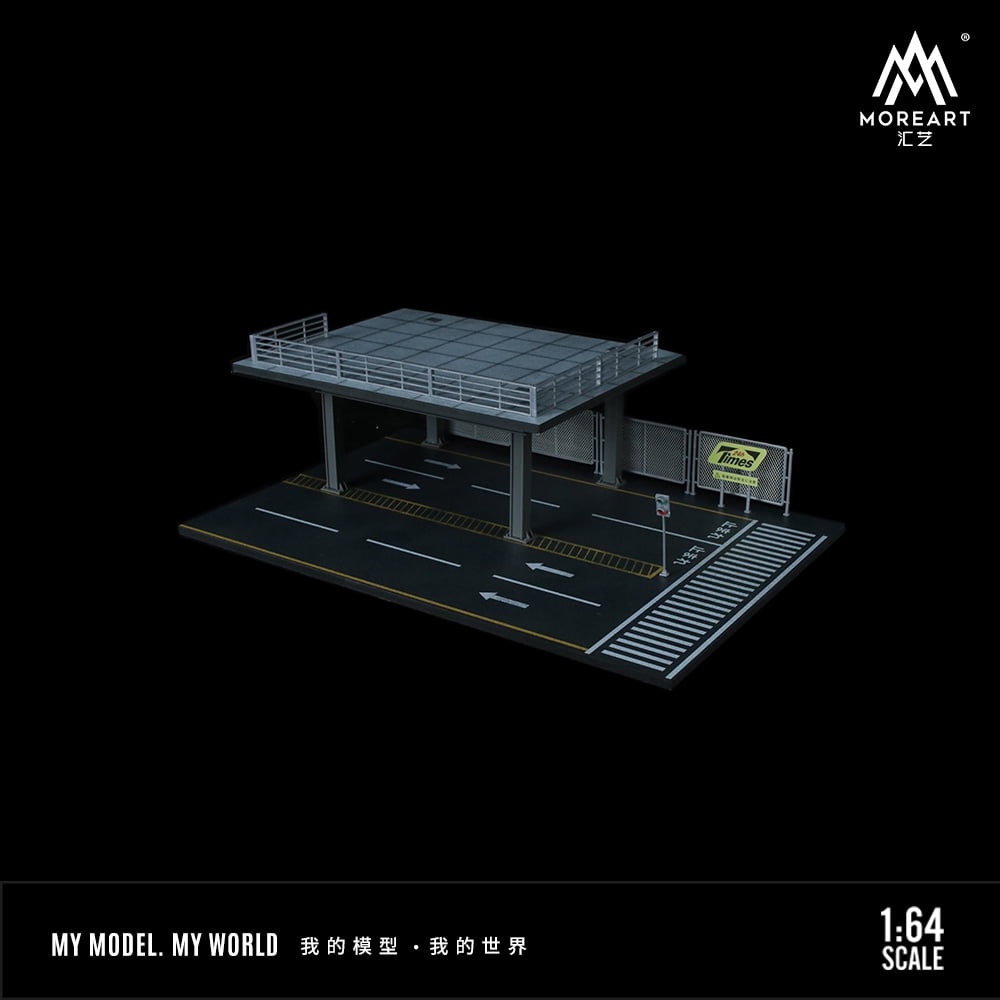 NUEIOVRW Diorama 1:64 Parking Lot Model, LED Lighting Diecast Car Garage Display Model, Car Showroom Scene Building Model Toy Gift, Car Models Display Case