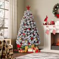 thumbnail image 3 of Qinaqin 6Ft Artificial Christmas Tree con cm de Anchoarm Blanco Lights Realistic Flocked Material Festive Metálico Alturainges y Plegable Base Adecuado para Family Gatherings y, 3 of 7