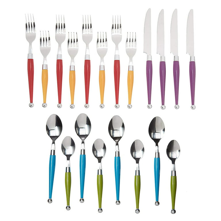Flatware Set 20 Pieces, Stainless Steel Colorful Silverware Set