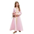 thumbnail image 4 of LEWKW Girls Maxi Dress Long Sleeve Ethnic Kaftan Style V-Neck with Gold Embroidery Trim Elegant Party Wedding Guest Photography Gown, 4 of 7