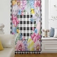 thumbnail image 5 of Easter Eggs Sheer Curtains 45 Inches Long, Spring Floral Berry Leaves Botanical Black Plaid Light Filering Curtains, Breathable Simi Curtain Privacy Drapes for Kitchen Bathroom Small Window Treatment, 5 of 9