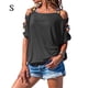 thumbnail image 1 of Minnieouse Camisa de manga corta con cuello y correa para el hombro para mujer Prendas para la parte del cuerpo Gris S, 1 of 4