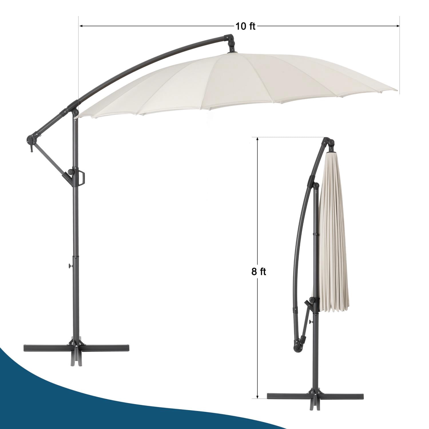 COSIEST 10ft Outdoor Patio Umbrella with 360° Rotation,Beige Adjustable Cantilever Umbrella UV & Waterproof Canopy For Backyard, Poolside,Lawn,Garden