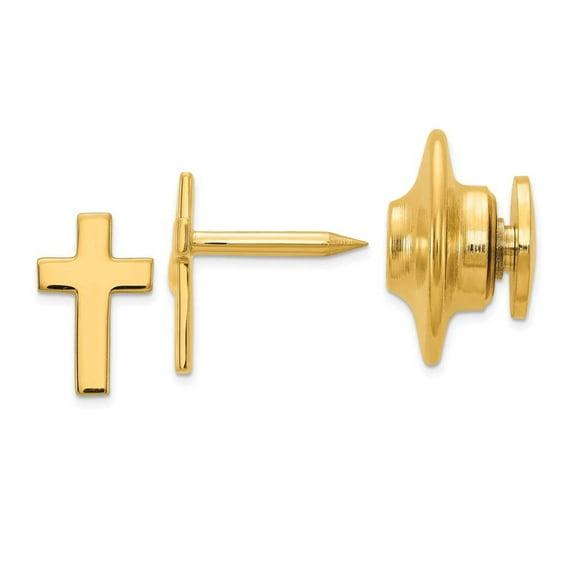 Primal Gold 14 Karat Yellow Gold Cross Tie Tac