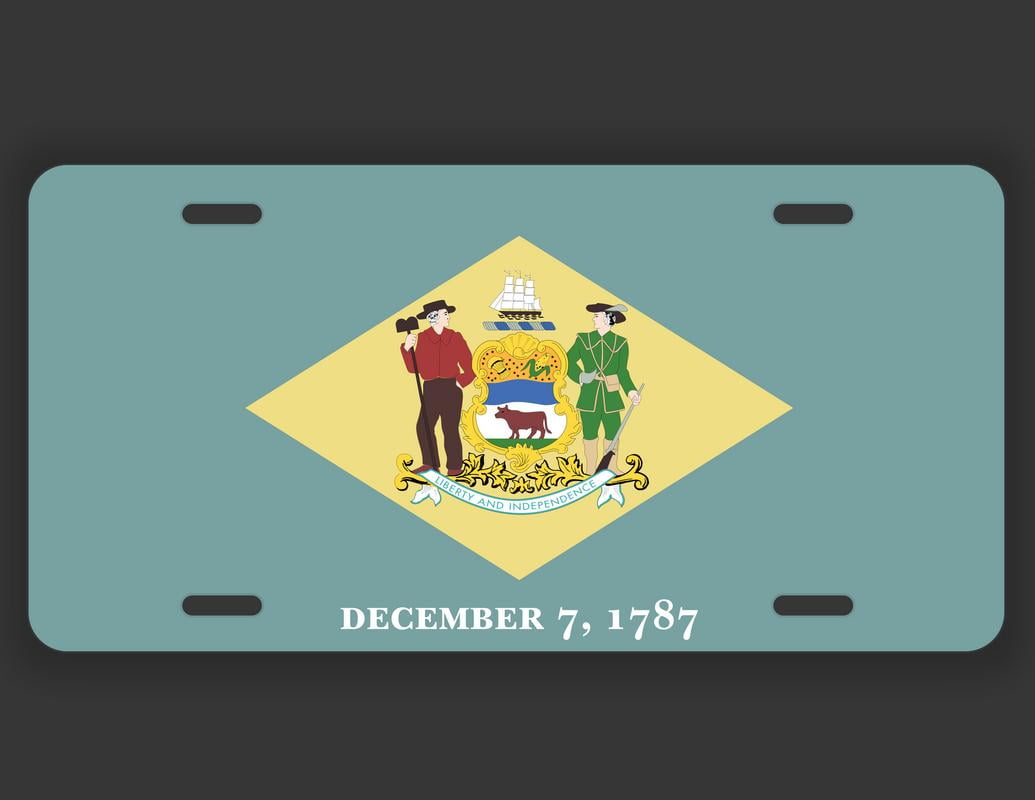 Delaware State Flag License Plate Tag Vanity Novelty Metal UV Printed