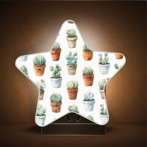 Star Night Light Auto On/Off Plug-in Wall Light with Light Sensor Warm White LED for Home Party Cactus in Pots Pattern