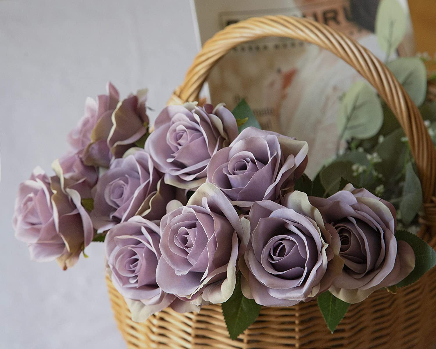 10pcs Silk Roses Artificial Flowers Fake Rose for Arrangement Wedding Party Home Decoration (Fuchsia)