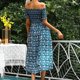 thumbnail image 4 of Vestido de hombro plano con estampado de verano para mujer Vestido de playa Vestido de sol Vestido largo Fridja  qw3293, 4 of 5
