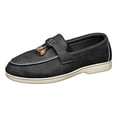 thumbnail image 5 of Rokment Women's Fringe Slip on Penny Loafers Suede Tassel Platform Chunky Low Heel Ballet Flat Oxfords Boho Beach Casual Fashion Walking Dress Shoes C Size 9.5, 5 of 6