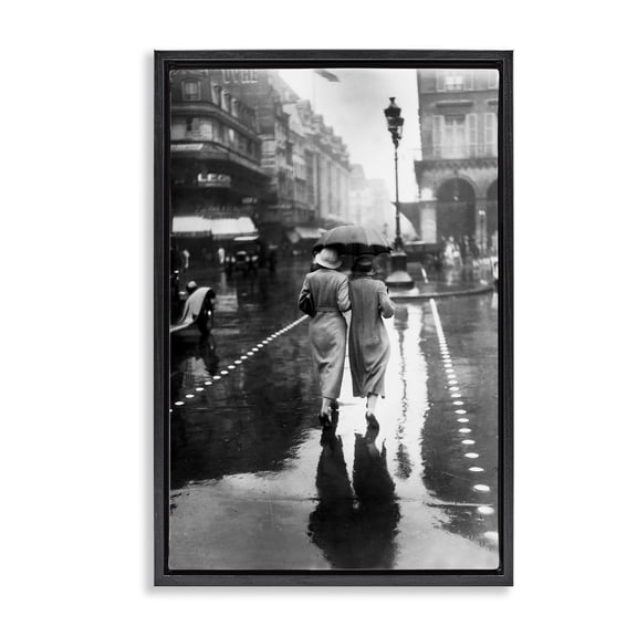 Stupell Industries Victorian Paris In The Rain Black Floating Frame Canvas Art, 17 x 25, by Vintage Hustle