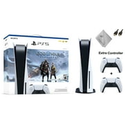 TEC Sony PlayStation_PS5 Gaming Console(Disc Version) with God of War(GOW) Ragnarok and Extra Controller Bundle