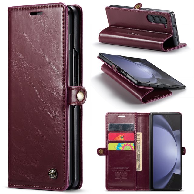 1pc Phone Case With Luxury Retro Flip Artificial Leather Case For Samsung Galaxy Z Fold 5 5G Fold5 Wallet With Card Holder Shockproof Cover