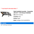 thumbnail image 2 of Right Headlight Assembly - Compatible with 2017 - 2019 Nissan Pathfinder 2018, 2 of 2