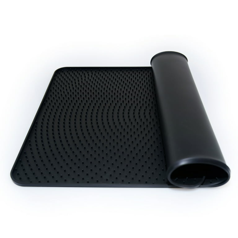 GLDZI Cat Litter Pad Waterproof Silicone Pet Mat with Warped Edge Design,Black, Size: 53
