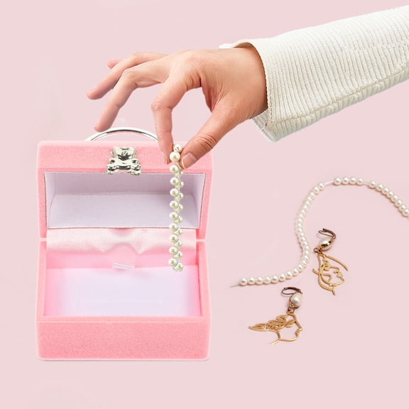 UPGRATOR Engagement Ring Box in Pink with Flocking Interior for Wedding Proposal and Storage
