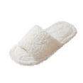 thumbnail image 3 of Mens Womens Slippers Casual Unisex Slip-on Close Toe Flats Solid Color Indoor Outdoor Warm Bedroom Shoes Slippers White 5.5, 3 of 5