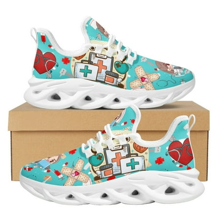 

Nurse Supplies Pattern Fashion Lace Up Platform Shoes Doctor Hospital Nursing Shoes Cozy Lightweight Youth Outdoor Sneakers