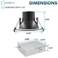 thumbnail image 4 of Luxrite 4" LED Recessed Ceiling Light J-Box 12W 5CCT 960 Lumens Dimmable Wet Rated IC Rated ETL Listed Black Trim, 4 of 7