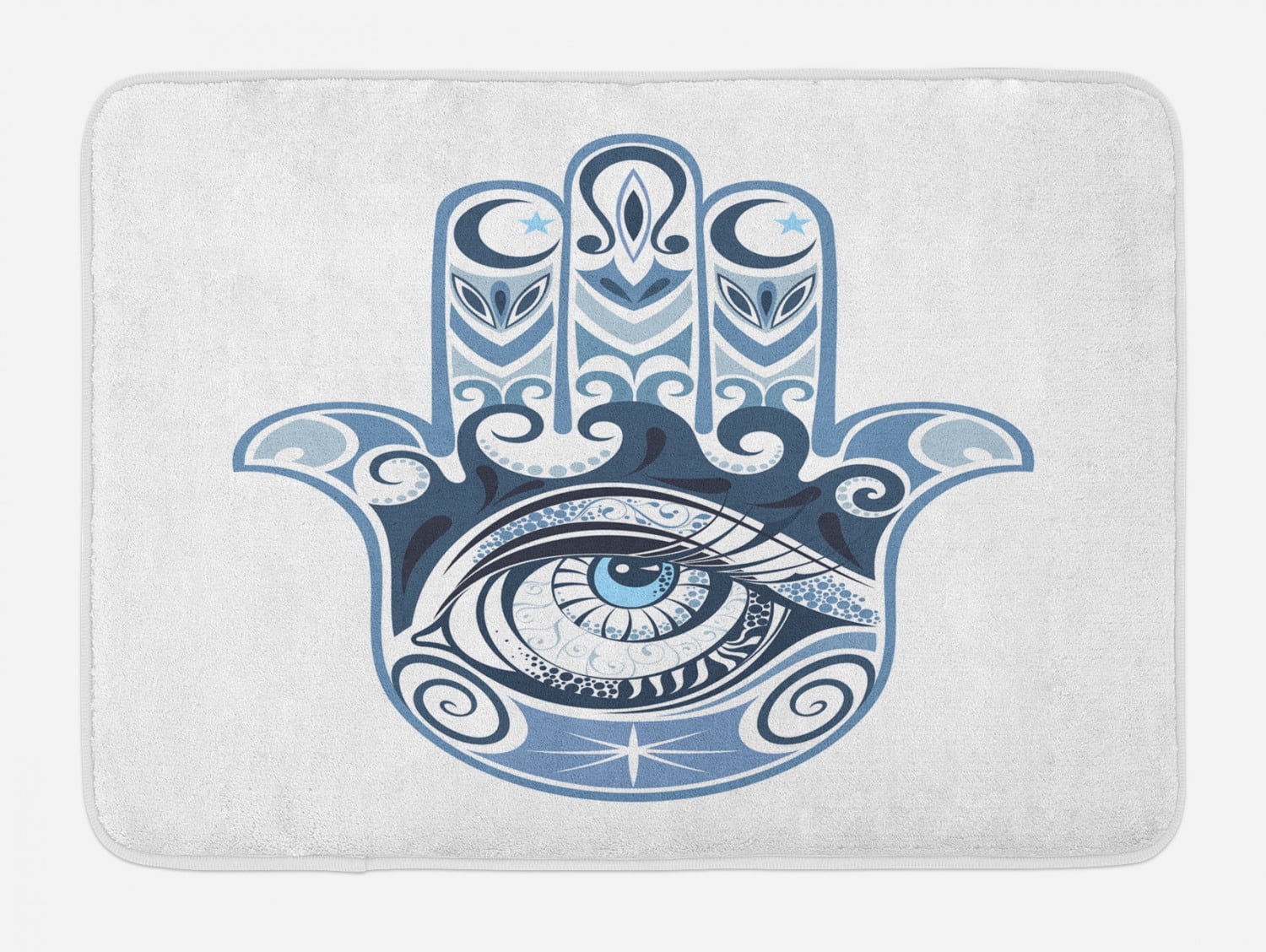 Evil Eye Bath Mat, Cultural Good Luck Amulet Hand Drawn Artsy Magical ...