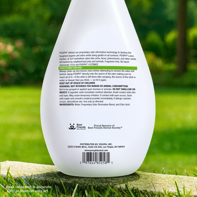 Pooph Lawn, Garden, & Turf Odor Eliminator Spray, 20 oz, Fragrance Free, No  Harsh Chemicals - Walmart.com