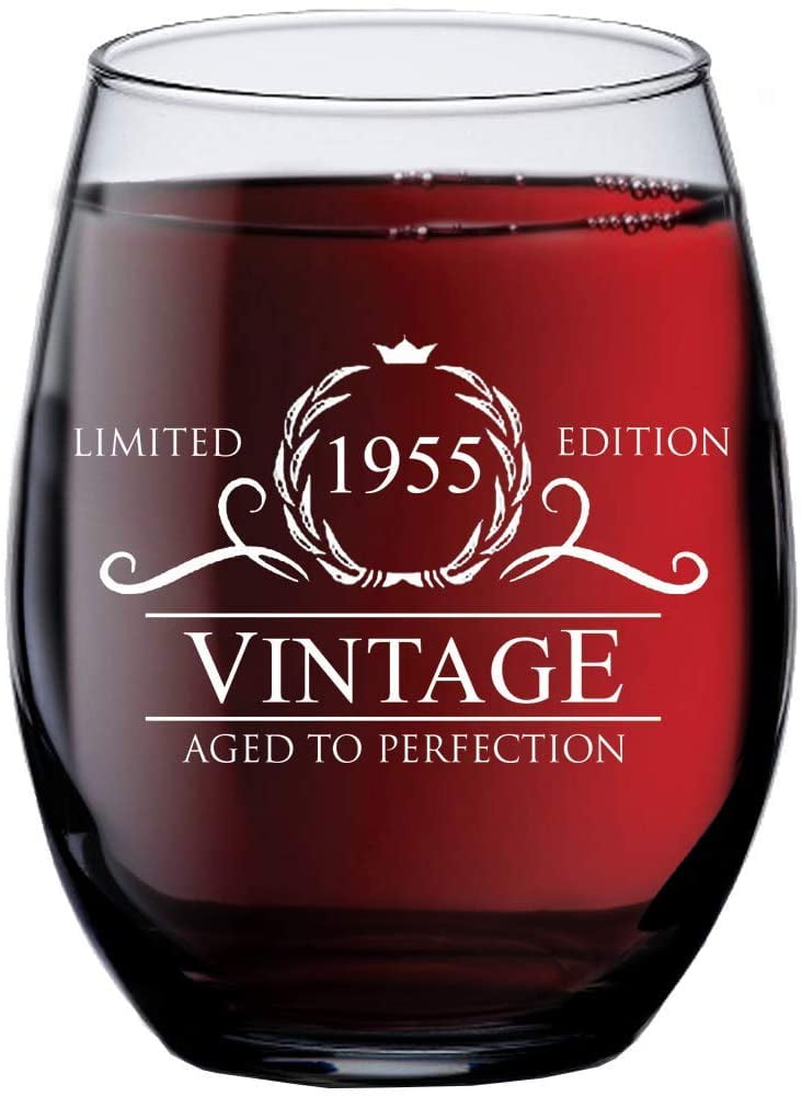 1955 65th Birthday Gifts For Women Men 15 Oz Stemless Wine Glass 65 Year Old Gift Present Ideas For Mom Dad Funny Vintage Unique Personalized Party Anniversary Reunion Decorations Supplie Walmart Com Walmart Com
