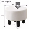 thumbnail image 6 of Round Linen Ottoman Foot Stool – Padded Footrest with Non-Skid Pine Legs, Soft Step Stool for Couch, Desk, Dorm, Office, Hallway Beige, 6 of 6