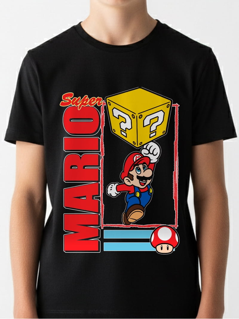 Super Mario Bros. Boys' Graphic Tee with Short Sleeves, Mario Jump