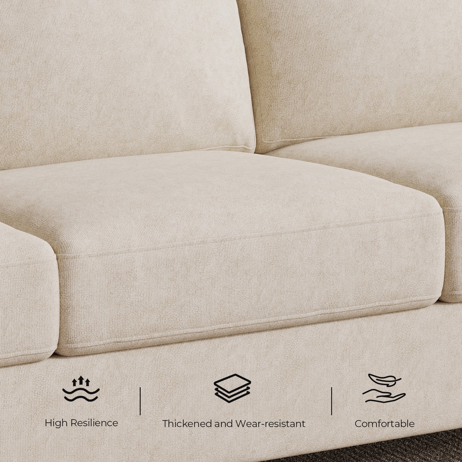 90" Sofa Couch, Modern Upholstered Sofa 3 Seater Sofa For Living Room Apartment Office