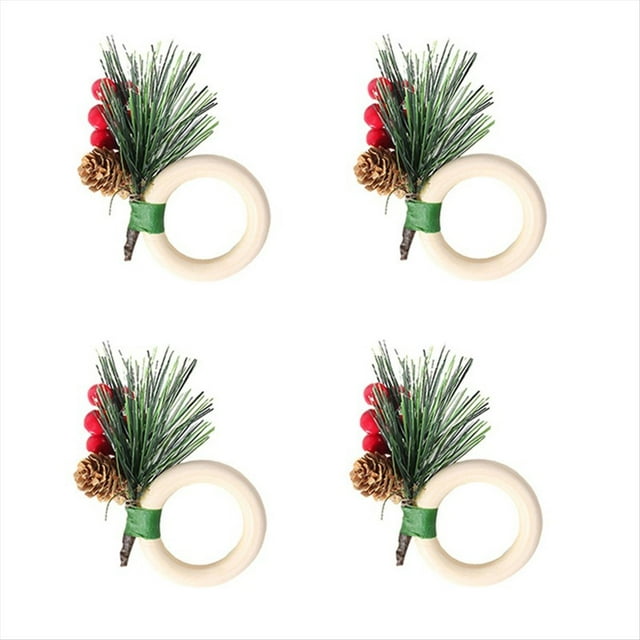 Juego de Servilleteros Navideños Anillo de Servilletas Navideño Decoración de Mesa para Cena Navideña A