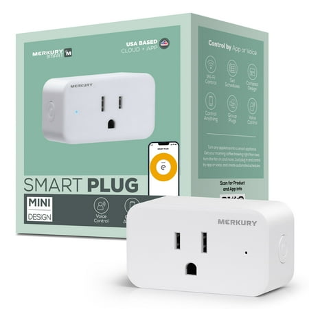 Merkury Smart Plug, WiFi Outlet Compatible with Alexa and Google Home, Remote Control with App and Timers