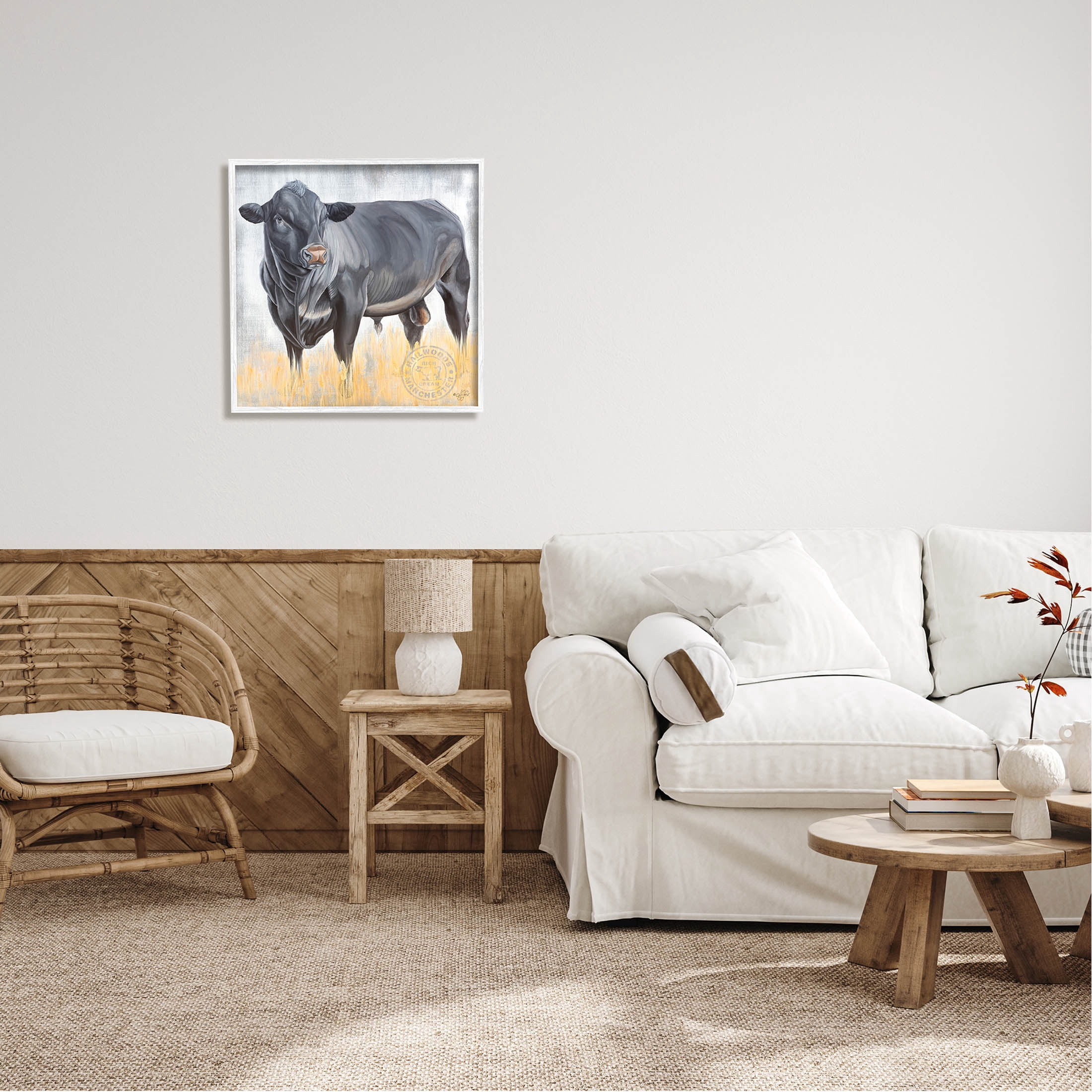 Stoic Cattle Farm Portrait Animals & Insects Graphic Art White Framed Art Print Wall Art