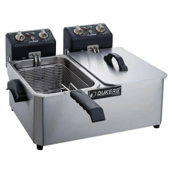 Dukers DCF10ED 20lb Two Basket Electric Countertop Fryer