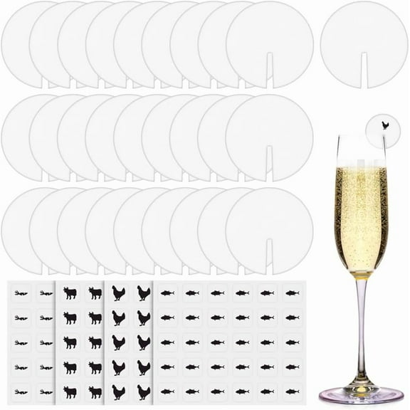 200Pcs Round Circle Drink Tags 2 Inch Blank Paper Wine Glass Tags with 8 Sheets 4 Styles 0.4 Inch Meal Stickers Drink Blank Markers for Party Favor Drink Tags for Wedding Party Decoration diy