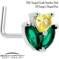 thumbnail image 2 of Body Candy Womens 20G 7mm 316L Stainless Steel L Shaped Nose Ring Yellow Love Flower Nose Stud Body Piercing Jewelry 0.27, 2 of 5