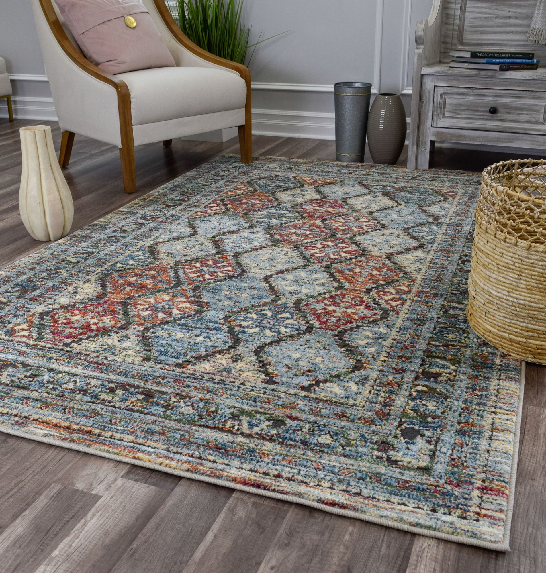 Rugs America Sela JR30A Shaker Transitional Vintage Blue Area Rug, 2'2"x8'