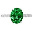 thumbnail image 3 of 2.21 ct Oval Cut Simulated Emerald Solitaire with Simulated Diamond Accents 18K White Gold Womens Engagement Ring, 3 of 6