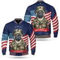 thumbnail image 3 of Happy Father's Day Honoring Veterans Pug in Army Uniform All Over Print 3D Baseball Jacket Dog Lover Gifts Bomber Jacket Softball - 13007, 3 of 6