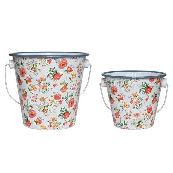 Tin Pail with Handle,Metal Buckets,Heavy Duty Enamel Round Pails for Party Favors,Flower Pots,Party Decoration,Wedding Decor