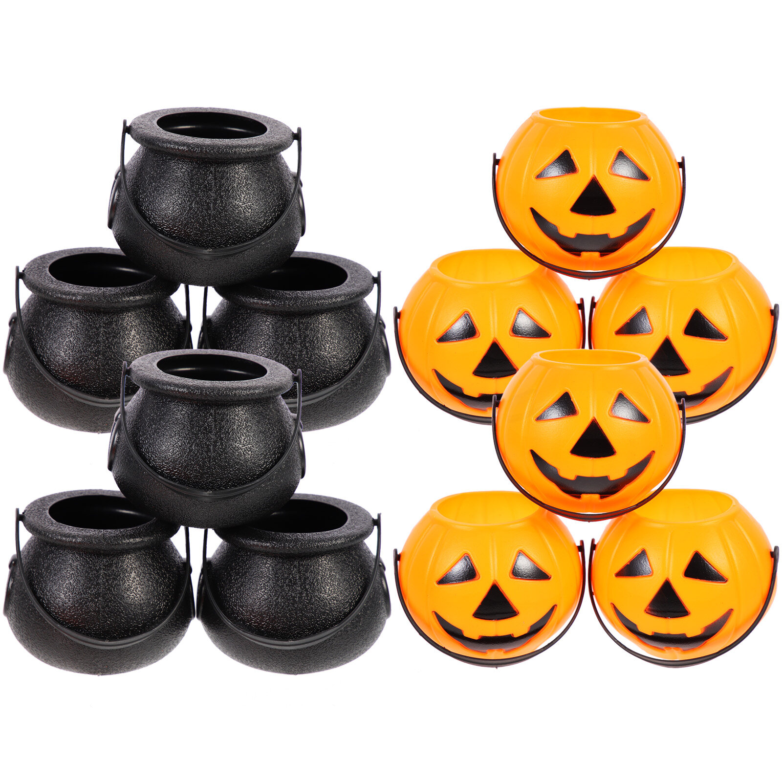 OUNONA 12pcs Halloween Plastic Candy Buckets Party Scene Prop Halloween