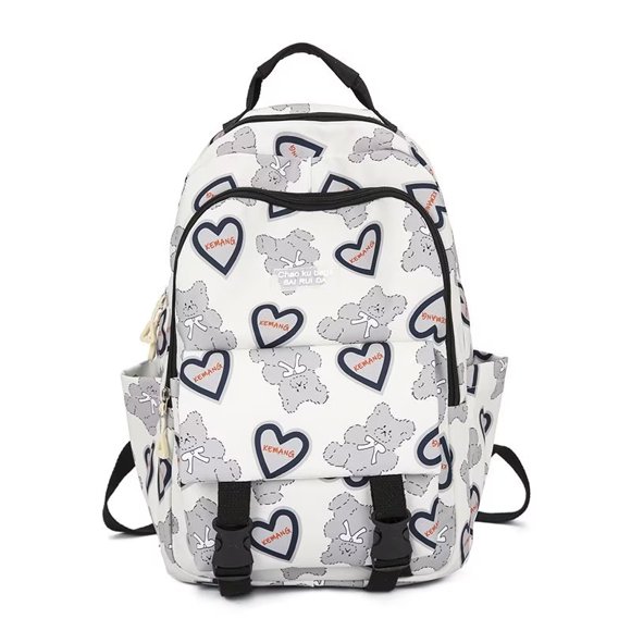 Mochila estilo Harajuku coreano con patrón de osito de amor lindo
