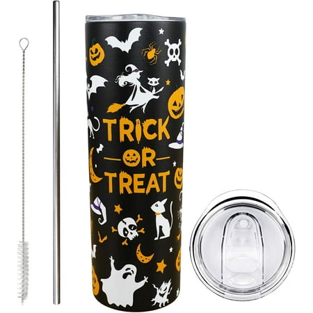 

Halloween Tumbler Halloween Gifts for Women ghost cups gothic Tumblers with Lids and Straw witch tumbler Iced Coffee Travel Halloween Cup Unique Birthday Gift pumpkin cup